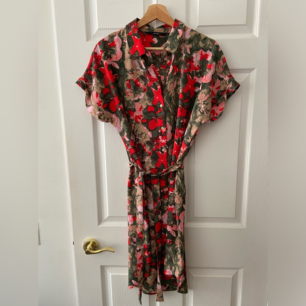 Vero Moda Red Pink Green Floral Shirt Dress